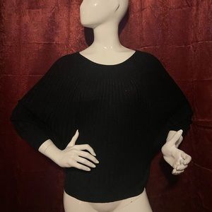Black & Sliver Sparkles Ribbed Wing Sweater
